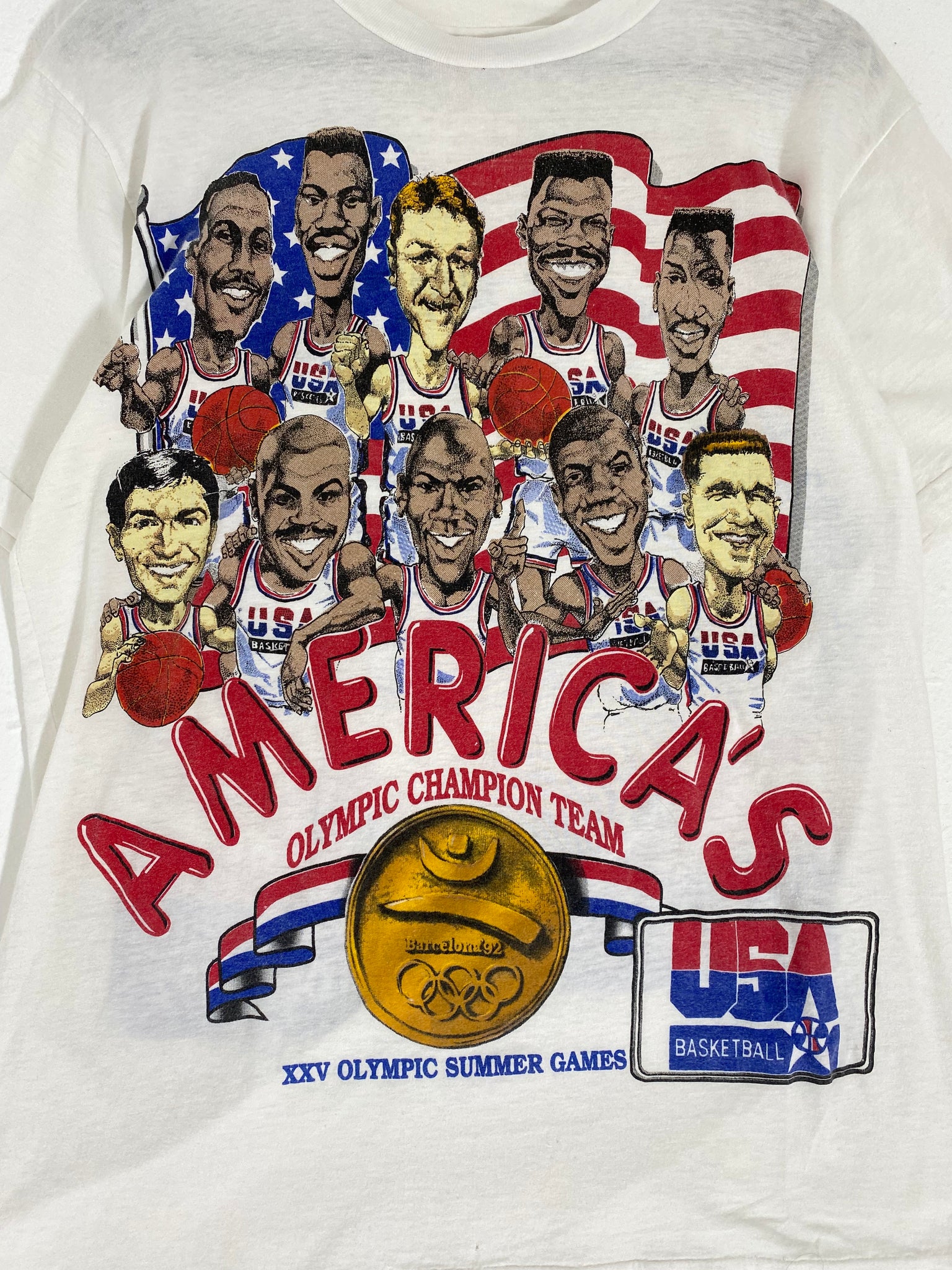 L/XL Vintage 90s Dream Team USA Michael Jordan Basketball T-Shirt