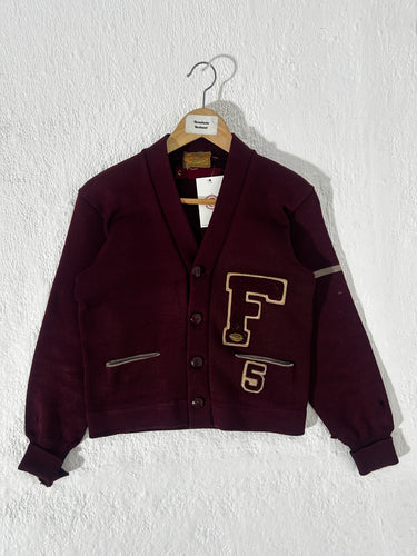 Vintage 1960s Maroon Varsity Cardigan Size XS