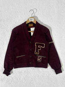 Vintage 1960s Maroon Varsity Cardigan Size XS