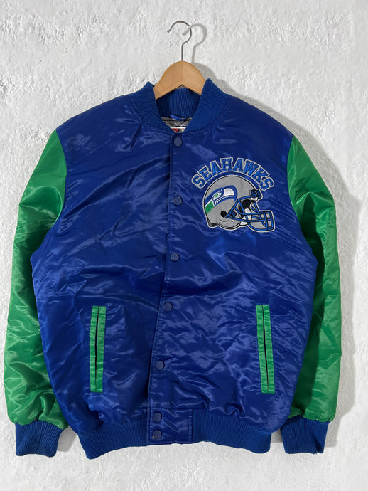Vintage Seattle Seahawks Green/Navy Starter Bomber Jacket Size L
