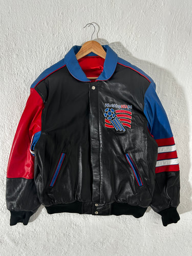 Vintage 94' Signed Jeff Hamliton World Cup USA Reversible Leather Jacket Size M