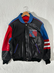 Vintage 94' Signed Jeff Hamliton World Cup USA Reversible Leather Jacket Size M