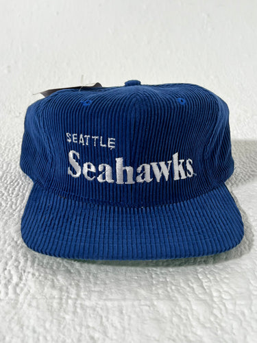 Vintage Seattle Seahawks Blue Corduroy Pro Line Snapback Hat