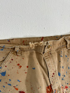 Vintage Paint Splatter Tan  Carhartt Double Knee Pants Sz. 36 x 30