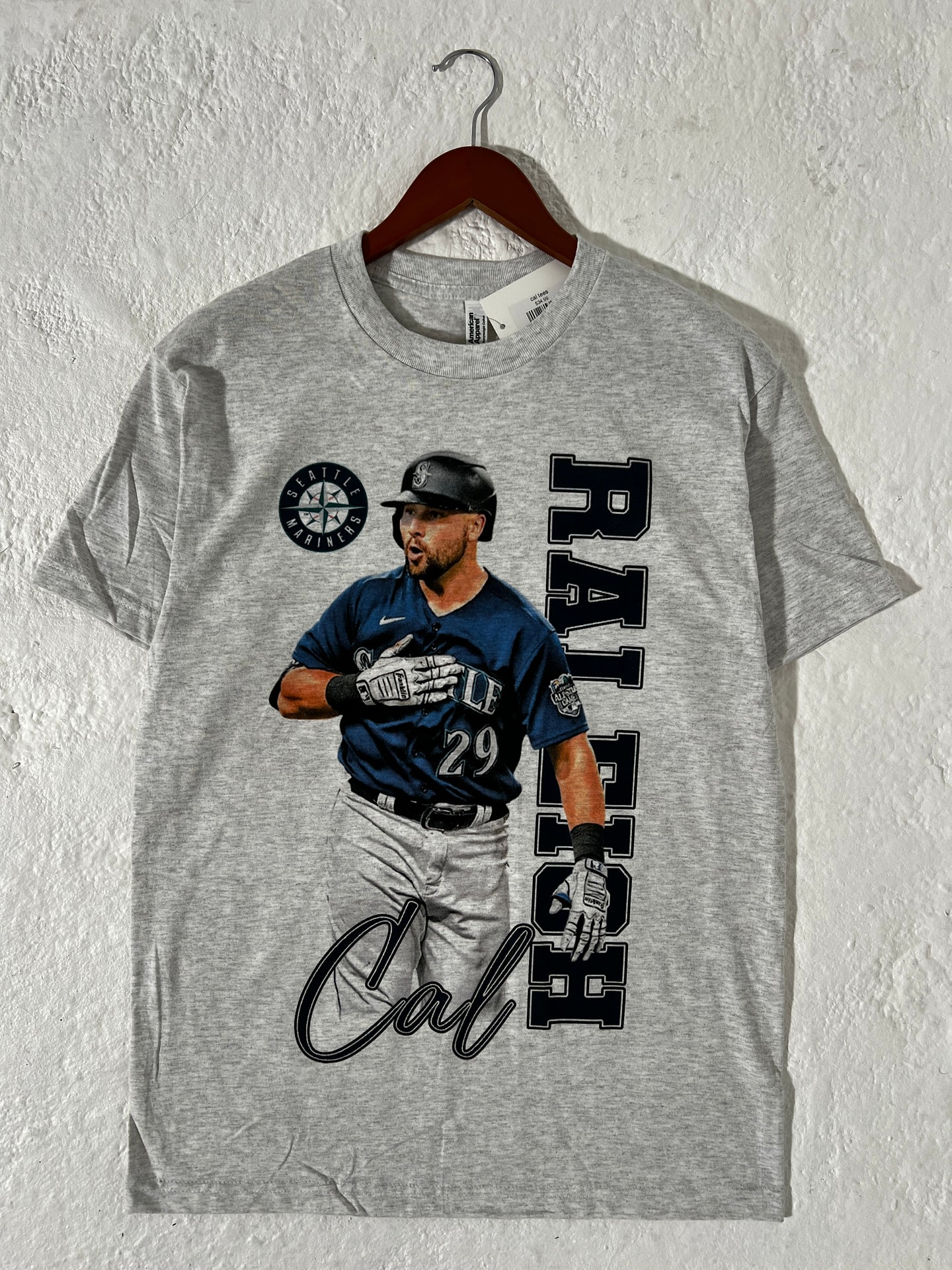 CAL RALEIGH BIG PRINT GRAY TSHIRTS