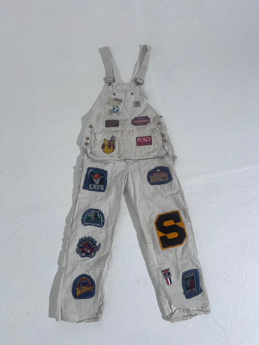 TBNW White Custom Carhartt Overalls w/ Patches Sz. M