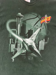 Vintage 1990's Seattle Supersonics Pro Player Skyline Jet T-Shirt Size XL