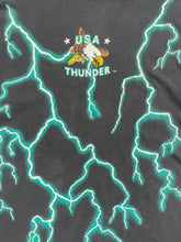 90s USA Thunder Forever Free Wolf Native Lightning AOP Tshirt SZ L