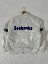 Retro Seattle Seahawks White Satin Starter Jacket Size 2XL