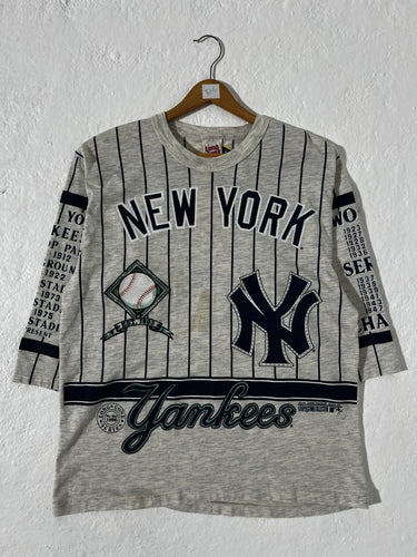 Vintage 1990 New York Yankees Long Gone Series AOP T-Shirt Sz. L