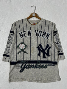 Vintage 1990 New York Yankees Long Gone Series AOP T-Shirt Sz. L
