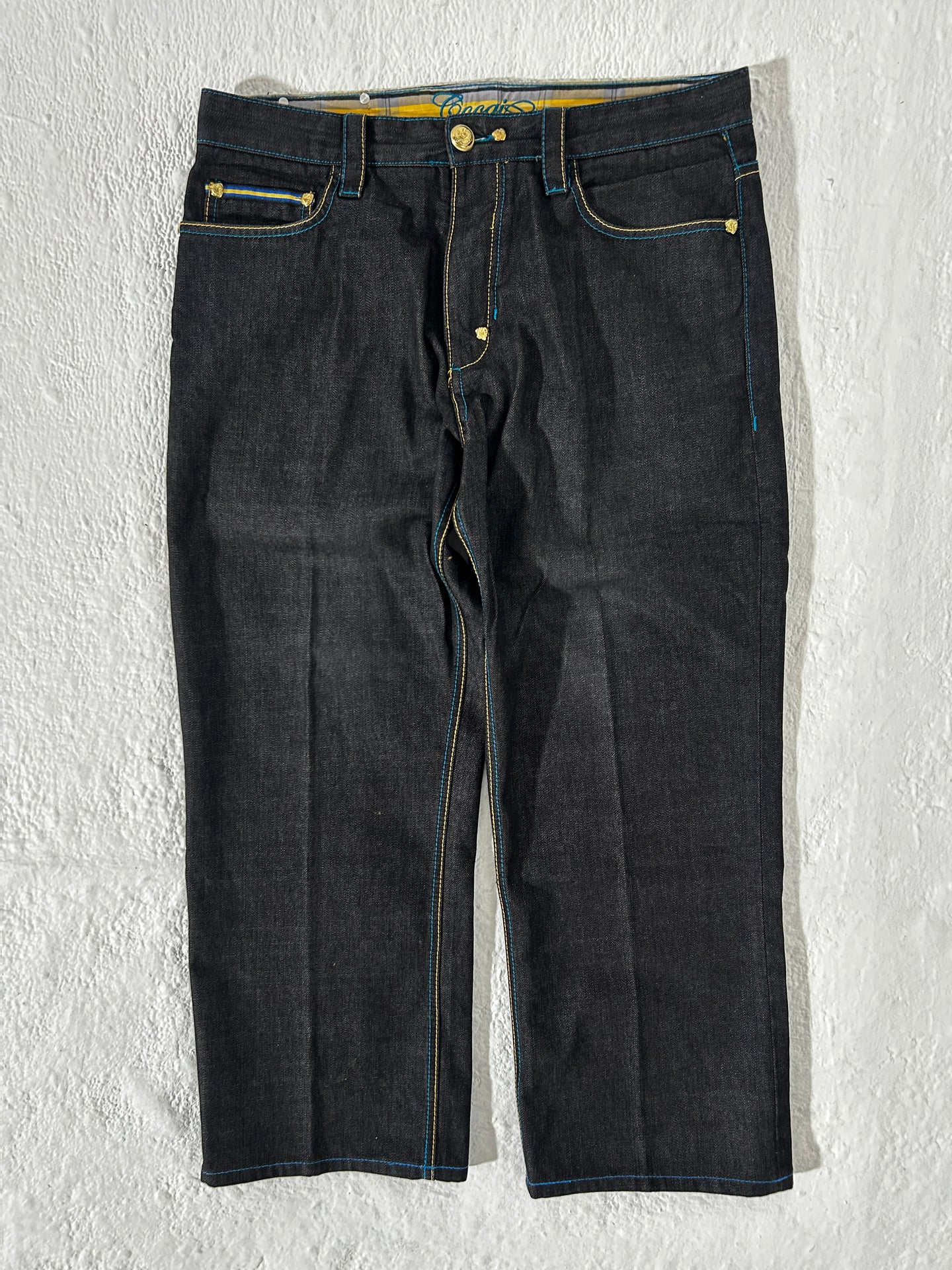 Vintage Coogi Black & Blue Denim Jeans Sz. 36 x 34