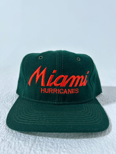 Vintage Miami Hurricanes Script Sports Specialties Twill Snapback Hat