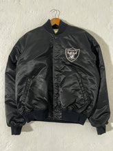 RARE PADS Vintage 1990s Oakland Raiders Satin 'SPELL-OUT' Starter Jacket Sz. XL