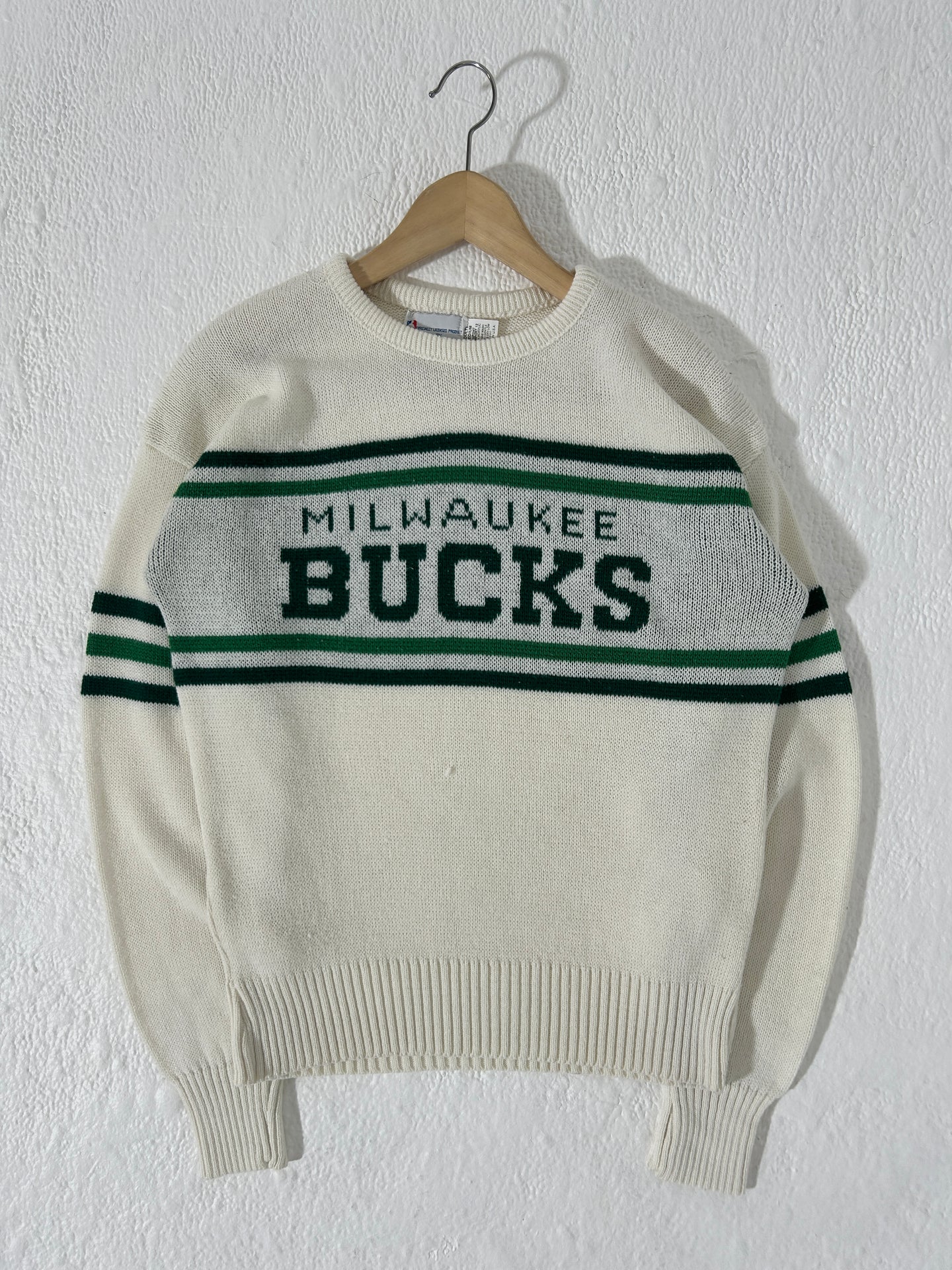 Milwaukee Bucks White Knit Sweater Sz. M