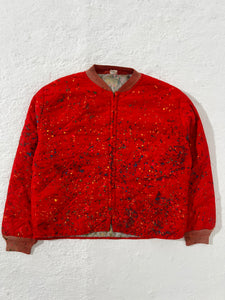 1/1 Vintage Red Cropped Quilted Paint Splatter Jacket Size M