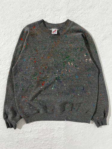 1/1 Vintage Paint Splatter Gray Crewneck Size M