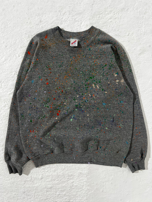 1/1 Vintage Paint Splatter Gray Crewneck Size M