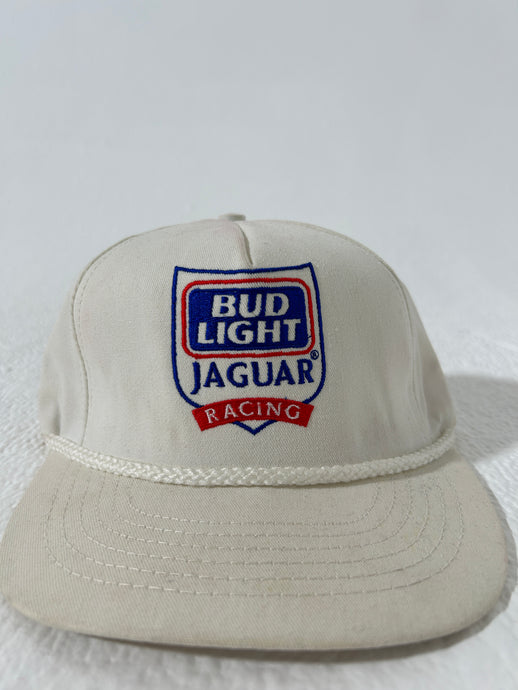 Vintage Bud Light Jaguar Racing Leather Strapback Hat