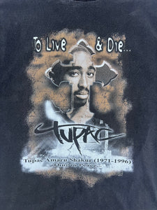 Vintage 1990's Tupac To Live & Die T-Shirt Sz. 2XL