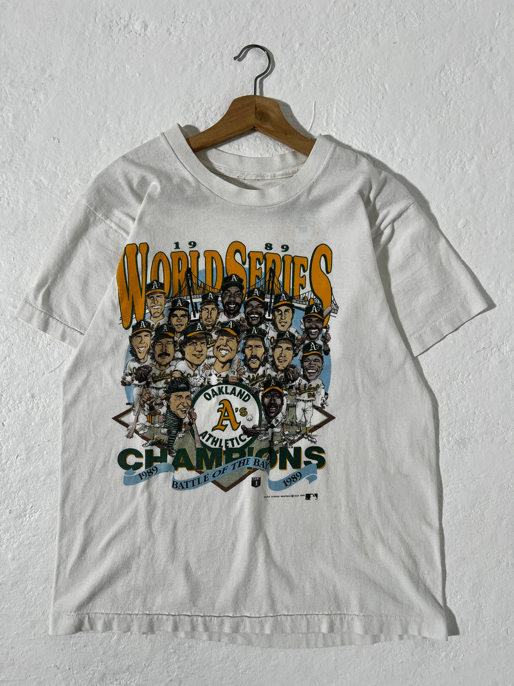 Vintage 1989 Oakland Athletics 'Battle of the Bay' World Series CHAMPS T-Shirt Sz. L