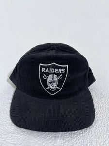 Vintage Black Corduroy Oakland Raiders Shield Snapback Hat