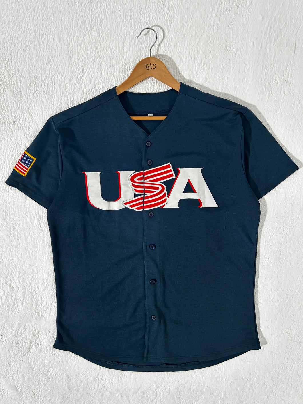Vintage Navy Blue USA Baseball Jersey Sz. L