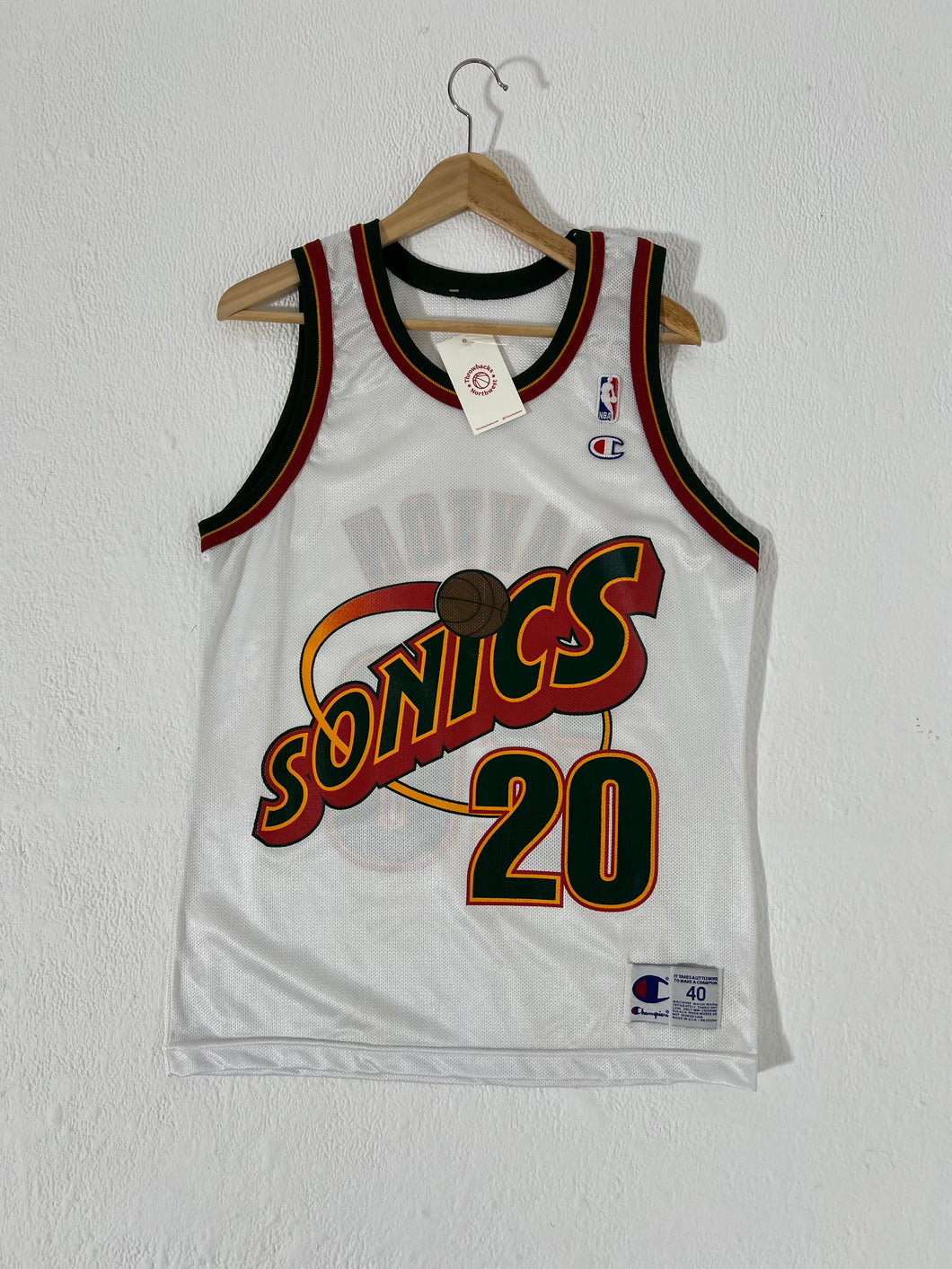 Vintage 1990 s Seattle Supersonics Gary Payton White Champion Jersey