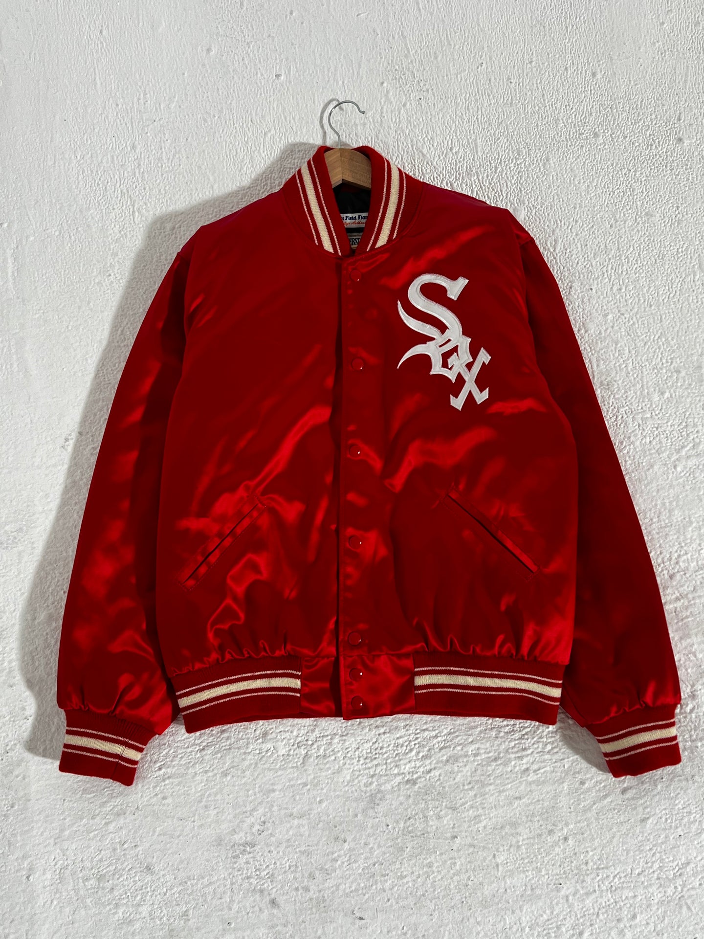 Ebbets Field Chicago White Sox Red Satin Jacket Sz. L