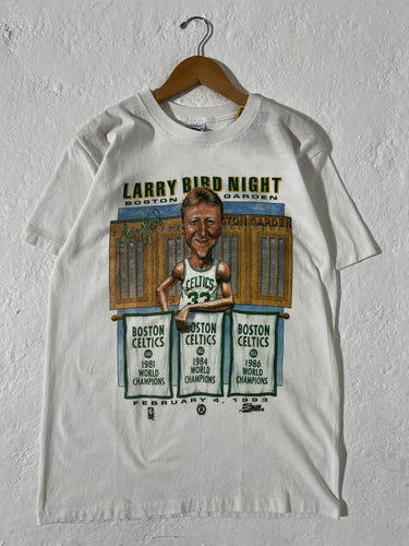 Vintage 1990s Larry Bird Salem Sportswear HOF Induction Night Caricature T-Shirt Sz. L