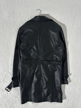 Vintage Womens Leather Trench Coat Jacket Size M
