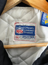 RARE PADS Vintage 1990s Oakland Raiders Satin 'SPELL-OUT' Starter Jacket Sz. XL