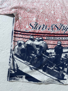 Vintage 1992 AOP Sailing Stars and Stripes America's Cup T-Shirt Sz. XL