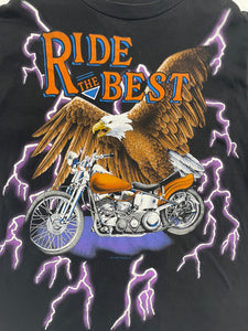 Vintage 90s American Thunder Ride The Best Shirt  SZ L Lightning Motorcycle Eagle Tshirt