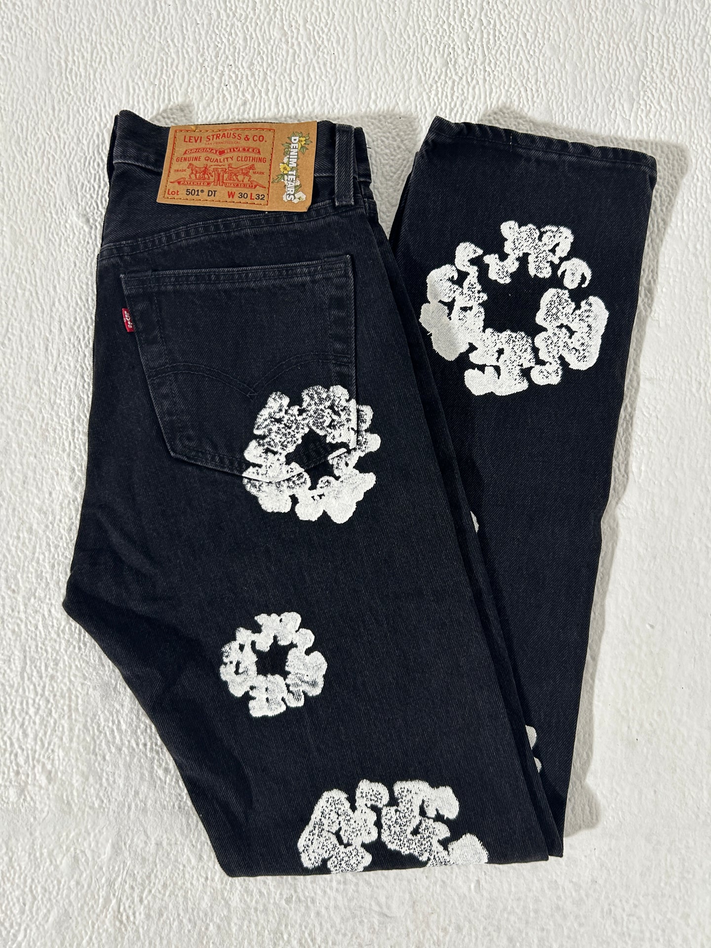 Denim Tears Levi's Black Cotton Wreath Jeans