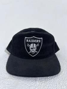 Vintage Black Corduroy Oakland Raiders Shield Snapback Hat