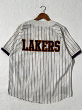 Mitchell & Ness Pin Stripped Lakers Baseball Jersey Size L