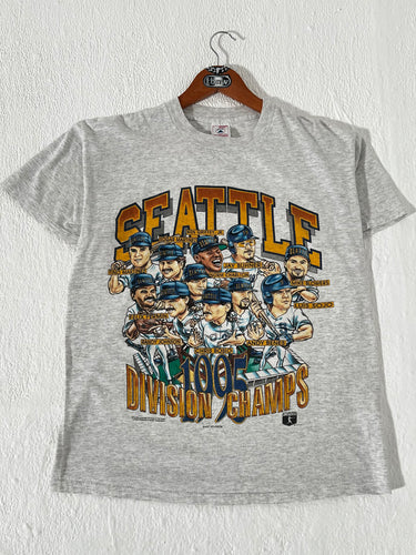 Vintage 1990’s Seattle Mariners 1995 Div. Champs Team Caricature T-Shirt Sz. L