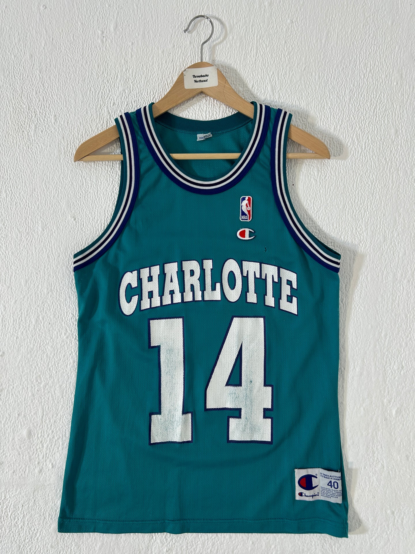 Vintage Anthony Mason Charlotte Hornets Champion Jersey Sz. S Throwbacksnw.com Vintage Anthony Mason Charlotte Hornets Champion Jersey Sz. S Throwbacksnw.com