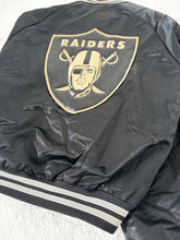 Vintage Los Vegas Raiders Black Chalkline Satin Jacket Sz. L