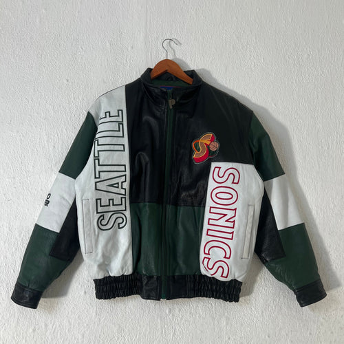 Vintage Seattle Supersonics Pro Player Leather Jacket Size L