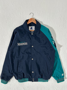 Vintage Starter Seattle Mariners Two Tone Button Up Windbreaker Jacket Size M