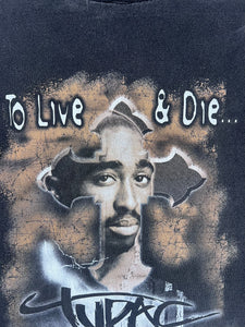 Vintage 1990's Tupac To Live & Die T-Shirt Sz. 2XL