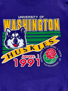 Vintage 1991 University of Washington Huskies Rose Bowl Crewneck Sz. L