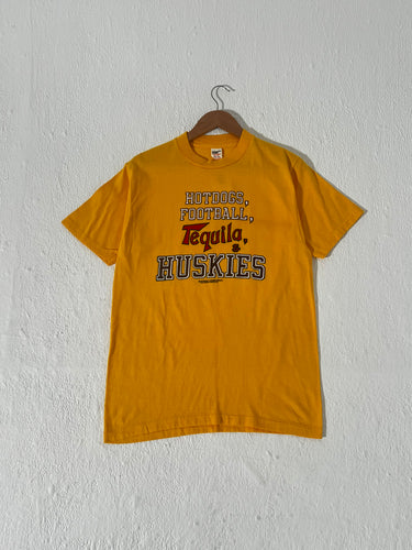 Vintage UW Huskies “Hotdogs, Football, Tequila & Huskies” yellow T-Shirt sz. L