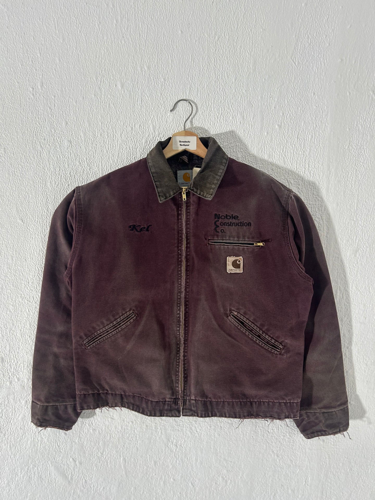 Vintage Carhartt J43 BRG Jacket L-Reg Burgundy Blanket Lined Detroit J