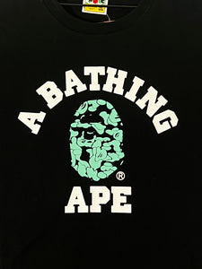 A Bathing Ape BAPE Teal Camo Logo Black T-Shirt Sz. 2XL