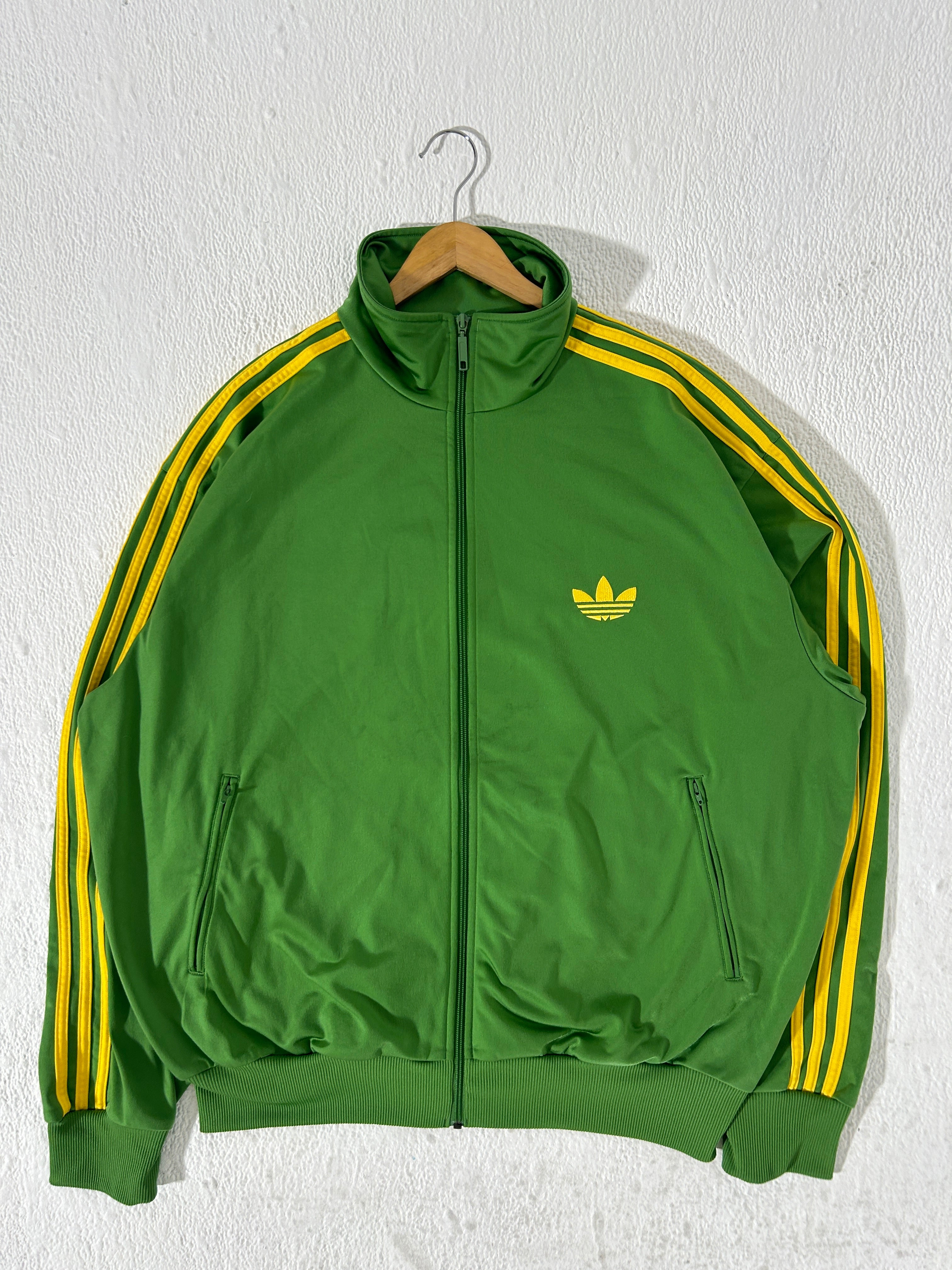 adidas ジップアップジャケット イエロー/グリーン Vintage Green/Yellow Adidas Zip Up Tracksuit Jacket Sz. 2XL