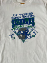 Vintage Seattle Seahawks 88' AFC Western Division Champions T Shirt Size L