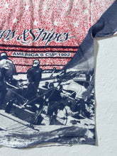 Vintage 1992 AOP Sailing Stars and Stripes America's Cup T-Shirt Sz. XL